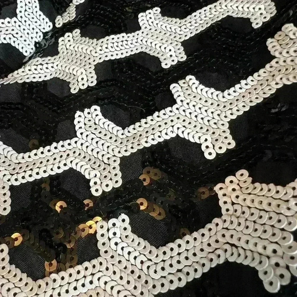 Dress the Population Lola Black Ivory Sequined Checkered Cocktail Mini Dress XS - Picture 4 of 6